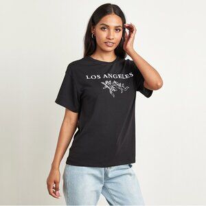 2/$24 ZARA Los Angeles Cherubs Graphic Tee Short Sleeve Black Medium #A0641